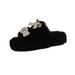 2024 Autumn Winter New Thick-Soled Fleece-Lined Cute Fluffy For Women Cotton Women's One-Strap Slippers_voghion.com