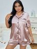 Damskie piżamy Zestawy piżamowe Odzież domowa Podwójne krótkie satynowe Swobodne Wygodne Jedwabne Plus Size Wąskie_voghion.com