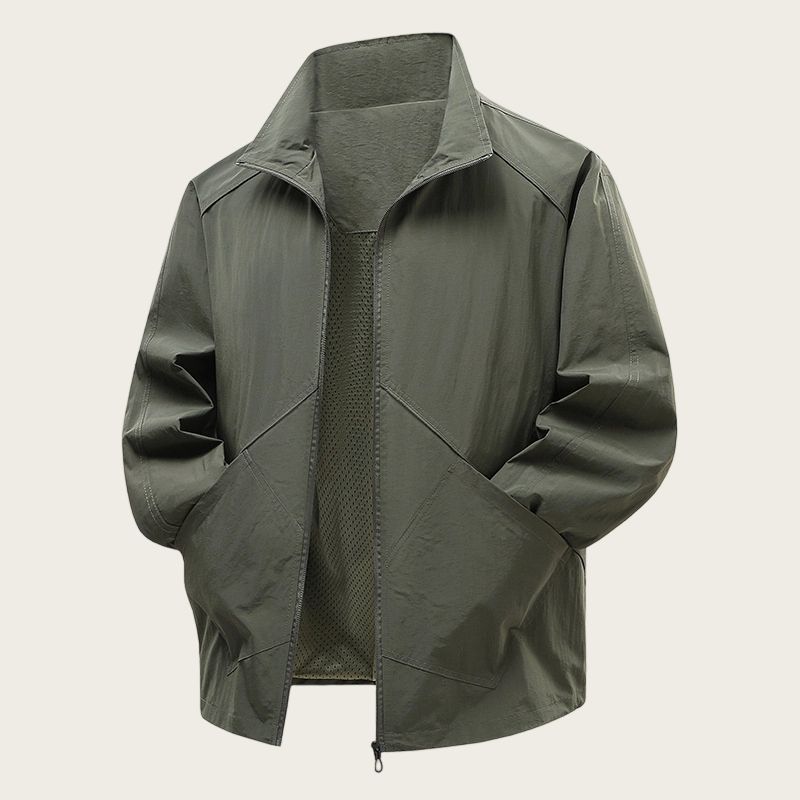 Veste légère coupe-vent et imperméable pour homme, idéale pour l'extérieur et les loisirs, avec col montant respirant et coupe ample, disponible en plusieurs coloris._voghion.com
