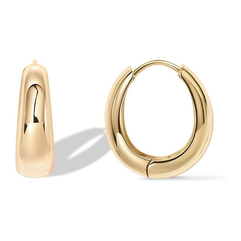Boucles d'oreilles créoles ovales lisses en forme de larme pour femme, boucles d'oreilles de niche françaises haut de gamme_voghion.com