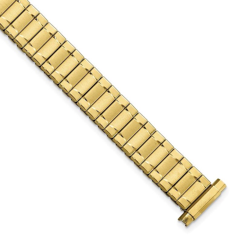 Gilden Ladies Long 9-13mm Satin And Polished Yellow IP-plated Stainless Steel 6.75 Inch Expansion Watch Band_voghion.com