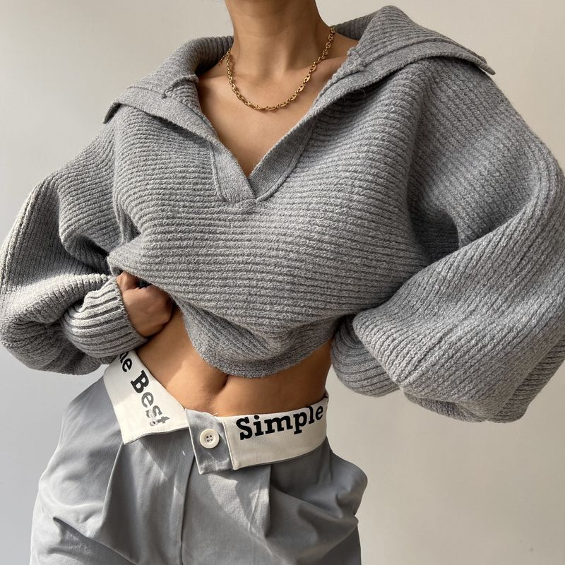 Pulls tricotés européens et américains pour le printemps et l'automne, nouveaux hauts à revers pour femmes_voghion.com