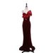 Burgunderrotes Samt-Abendkleid – trägerloses Prinzessinnen-Ballkleid mit Schleife für Bankette und Empfänge (XS-XXL)_voghion.com