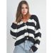 Trendy 3D Striped V-Neck Oversized Knit Cardigan – Long Sleeve Open Front Sweater For Women_voghion.com