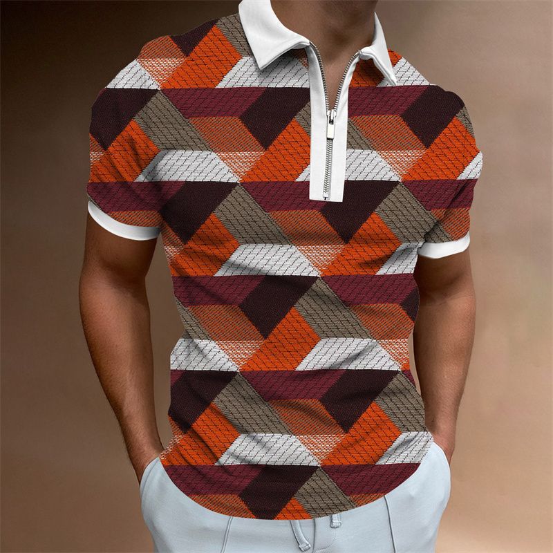 Magliette da golf a righe da uomo Casual Novità Magliette stampate 3d Magliette grafiche a trama scozzese Magliette a maniche corte moda_voghion.com