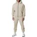 Men's Clothing autumn and winter men's solid color long sleeved trousers hooded sports leisure fleece warm and comfortable suit_voghion.com