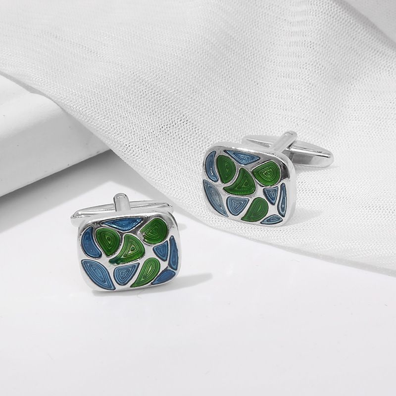 New round diamond crystal cufflinks pattern wave French shirt cufflinks_voghion.com