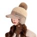 Women's Ear Protection Warm Snow Thickened Fleece Knitted Hat Windproof Cold-Proof Cycling Autumn Winter Style_voghion.com