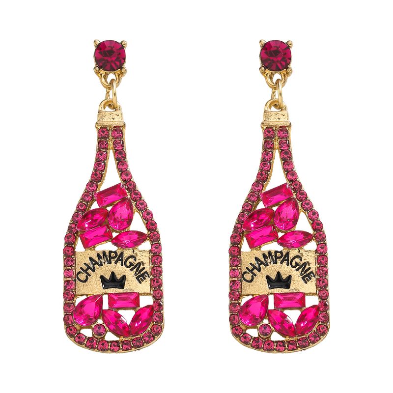 1 paio di orecchini pendenti in stile vintage casual con perle artificiali in lega di bottiglie di vino e strass_voghion.com