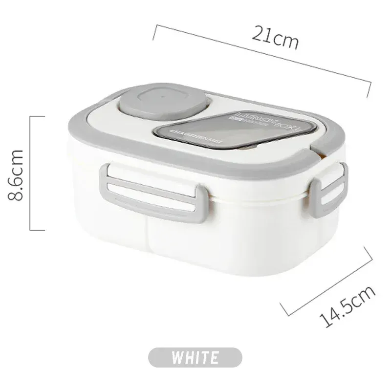 Umweltfreundliches Bento-Lunchbox-Set | Mikrowellen- und spülmaschinenfest | Auslaufsichere Fächer | Inklusive Wasserflasche und Tragetasche (Weizenstroh + PP)_voghion.com