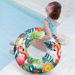 Kids Flamingo Swim Ring - Leaf Print Design With Underarm Float & Cup Holder (Pool Floating Toy For Children Durable PVC Ages 4-12)_voghion.com