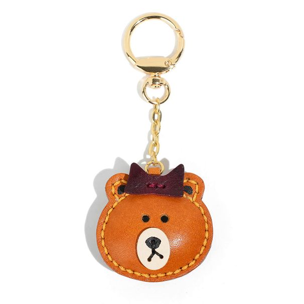 Hochwertiger handgenähter Anhänger aus echtem Leder mit süßem Bärenmotiv, Damentasche, Rucksack, Dekoration, Auto-Schlüsselanhänger_voghion.com