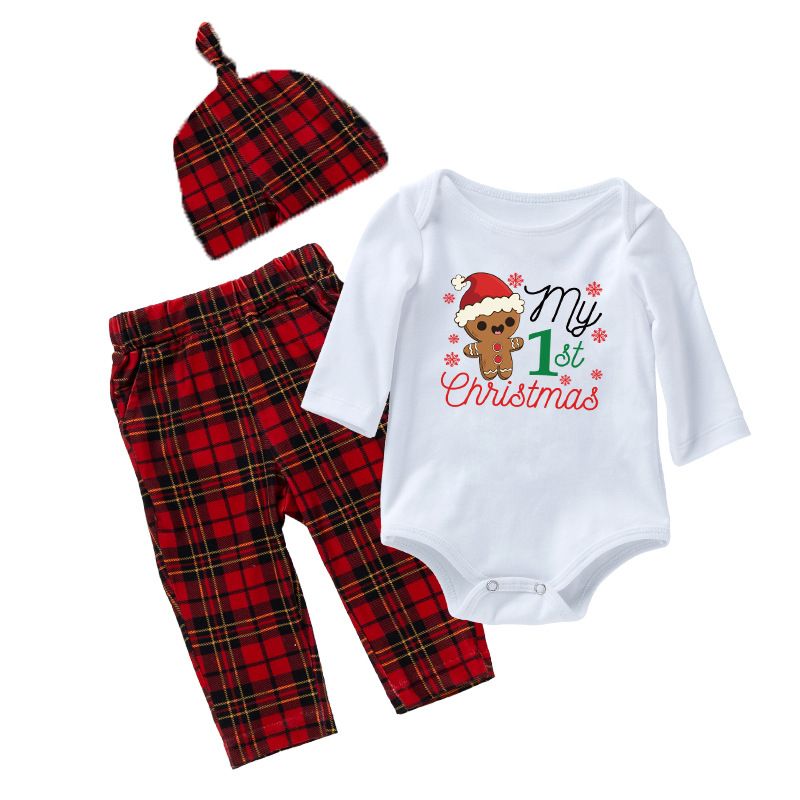 Vestiti per bambini autunno e inverno neonato Natale vestiti per bambini cartone animato pantaloni pigiama cervo natalizio con berretto tuta infantile_voghion.com