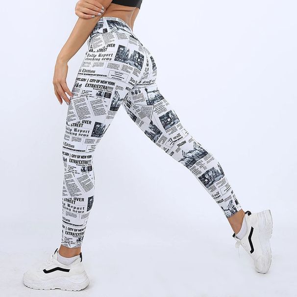 Women's Digital Printed High Waist Elastic Slim Fit Hip Lifting Tummy Control Running Pants Yoga Pants Bottoming_voghion.com