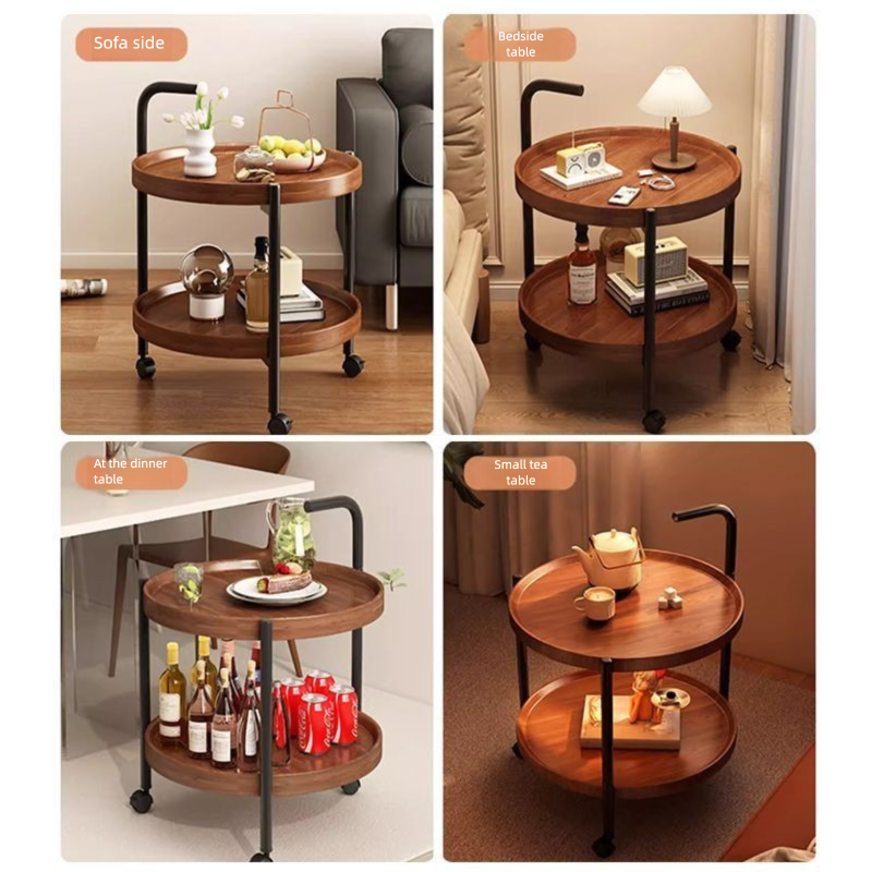 Mobile Coffee Trolley Living Room Sofa Mini Small Household Storage Rack Balcony Table With Wheels Nordic Style_voghion.com