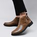 Large Size Men's Short Boots Retro Martin Boots Pointed Belt Buckle Velcro Cotton Boots Men's Shoes_voghion.com