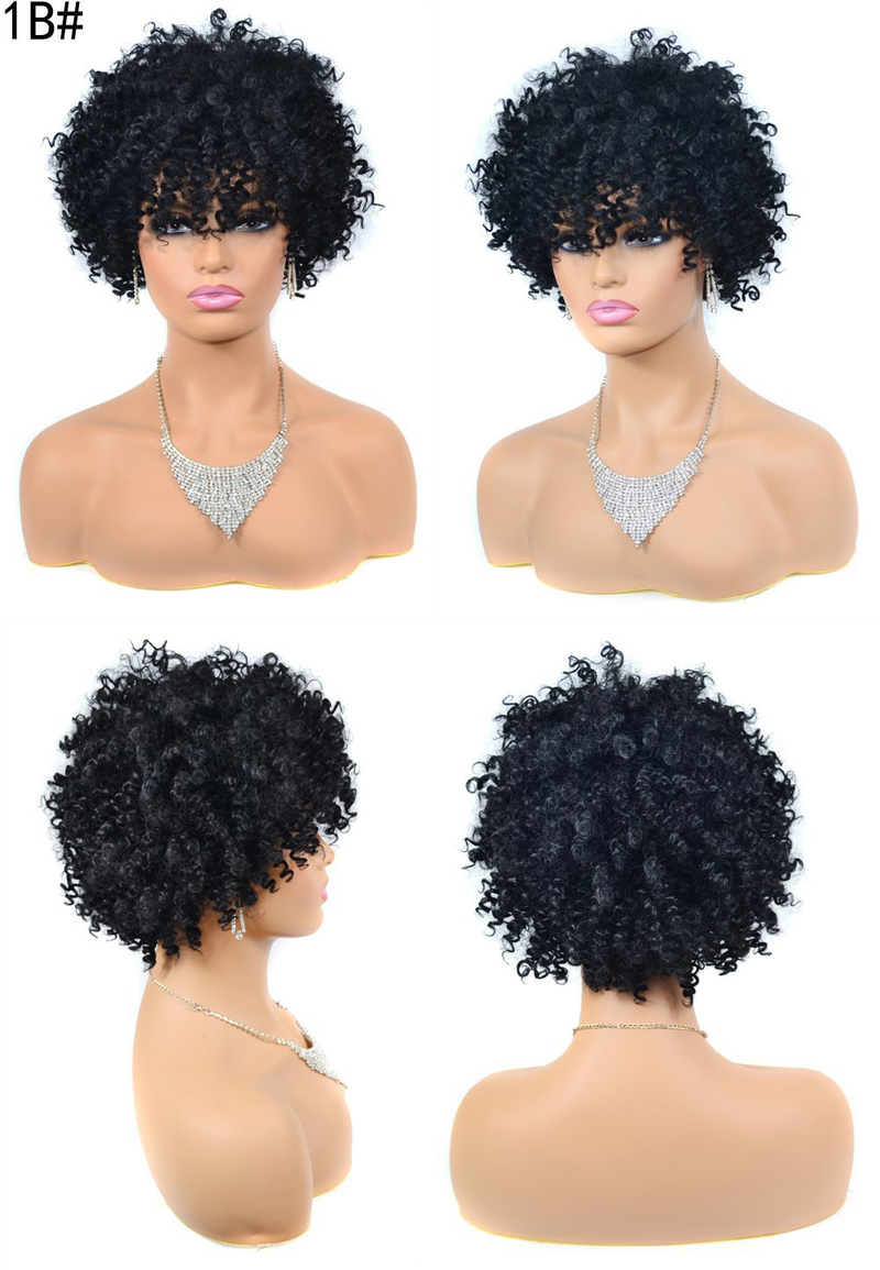 Parrucche ricci afro crespi Parrucca riccia a vite piccola Copri testa Parrucca afro africana soffice_voghion.com