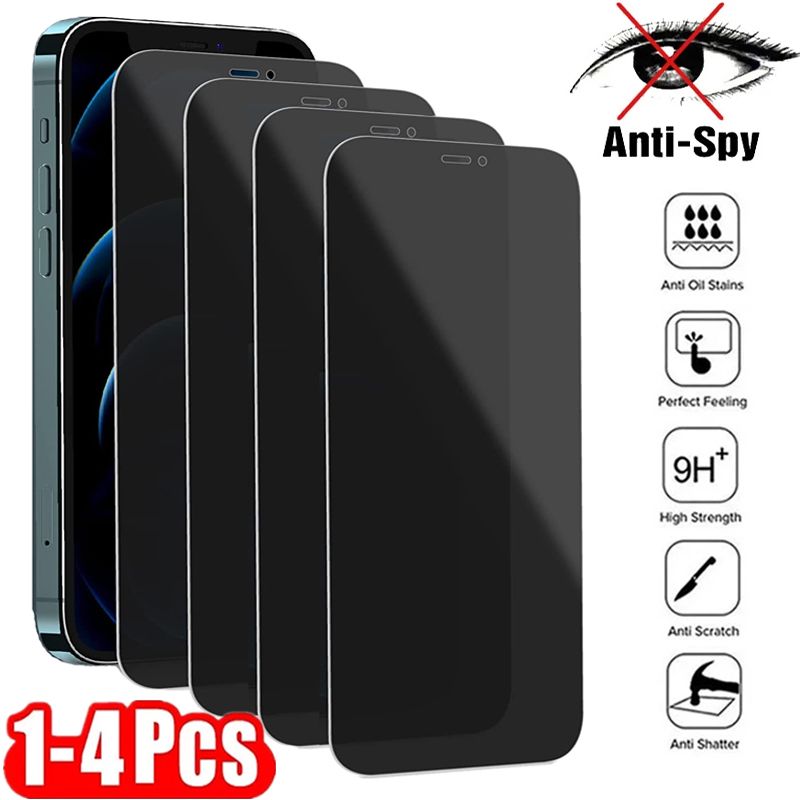 4 ks ochranná fólie na displej pro iPhone 16 15 14 12 13 11 Pro Max 16E 12Mini 13Mini 7 8 6 Plus Anti-spy tvrzené sklo pro iPhone XS XR X XSMAX SE2_voghion.com