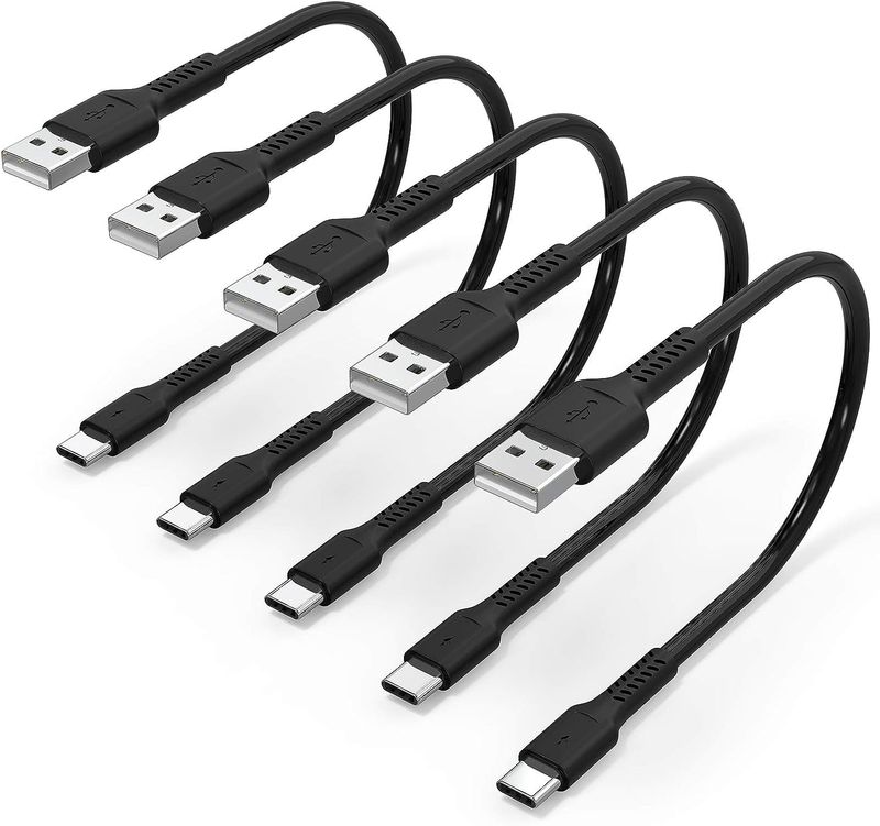 6-tommer (ca. 15,2 cm) kort C-kabel 5-delt sæt holdbare A til USB C-type 3A hurtigkabelladestationer,_voghion.com