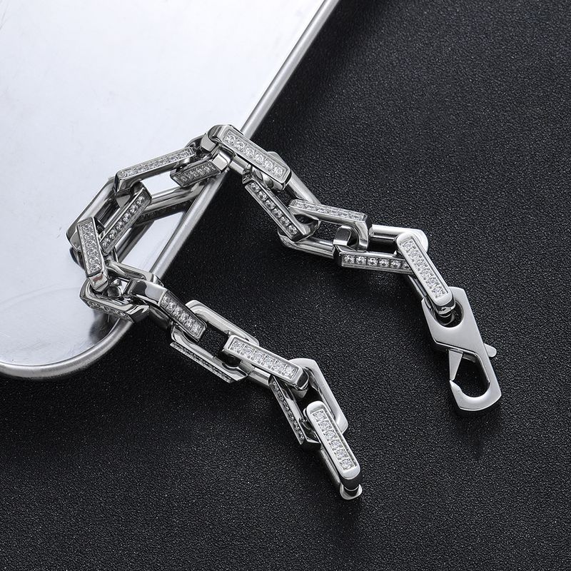 Trendy Hip-Hop Men's Stainless Cuban Zircon Inlaid Bamboo Chain Disco Cool Titanium Steel Bracelet_voghion.com
