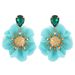 Big flower chiffon earrings clip diamond earrings jewelry_voghion.com