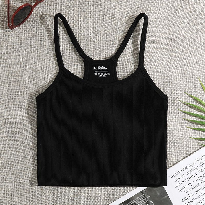 Suspender single layer  threaded small vest nylon sports yoga tube top seamless underwear yoga vest_voghion.com