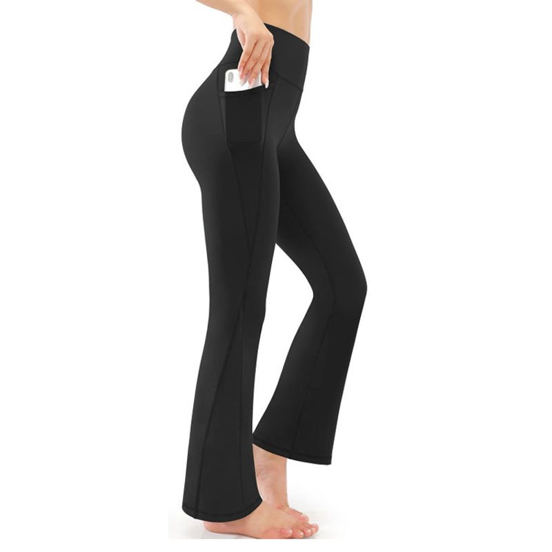 Pantaloni svasati con vita alta e glutei, pantaloni da yoga color carne,_voghion.com