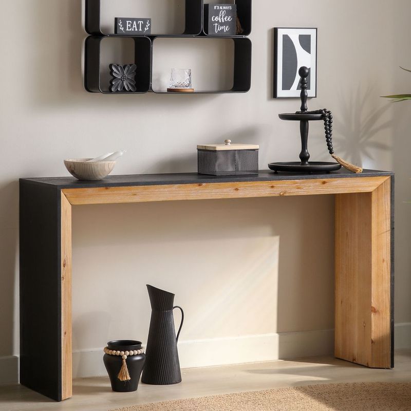 Black / Natural Wooden Console Table Narrow Entryway Table Modern Couch Table Small Entry Way Tables, Easy Assembly, Multi Colors_voghion.com