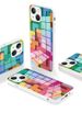 Heiße 3D-Regenbogen-Tetris-Block-Telefonabdeckung für iPhone 11 12 13 Pro Max X XR XSMax 8 14 Plus Stoßstangenhülle aus gehärtetem Glas_voghion.com