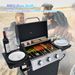Propane Gas Grill 3 Burner Barbecue Grill, Stainless Steel 26,000 BTU Patio Garden Barbecue Grill With Two Shelves, Lid, Wheels And Bottle Opener_voghion.com