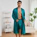 Cross Border Men's Nightgown Shorts Set Solid Color Home Clothes Bathrobe Shorts Set Thin Pajamas TZ3194_voghion.com