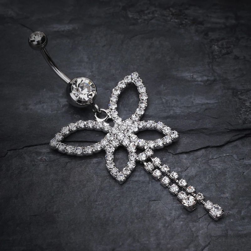 rhinestone butterfly navel nail new fashion charm butterfly tassel belly piercing body jewelry chain_voghion.com