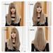 hot selling Light Brown with Bangs Long Straight Synthetic Hair Women Heat Resistant Wigs Golden Layered Cosplay Wig for Party_voghion.com