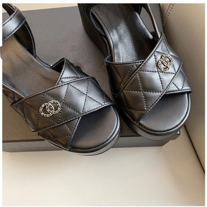 Sandales à talons hauts pour femmes, collection été 2025, chaussures décontractées de plage, plateforme, semelle épaisse, talon compensé rehaussant la silhouette._voghion.com