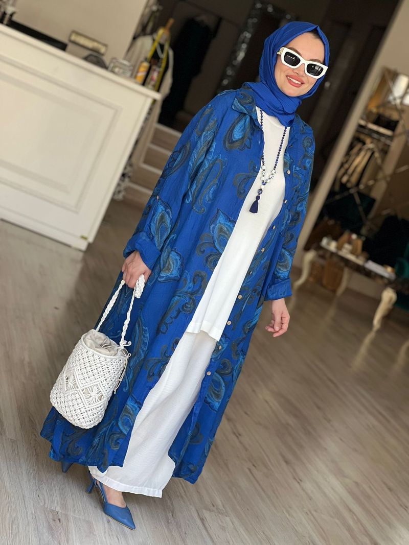 Femei musulmane îmbrăcăminte nouă imprimată la modă Cardigan jachetă vrac mărime mare rochie halat_voghion.com