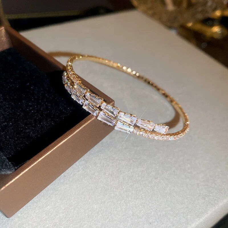 Bracciale rigido con fiocco in zircone per donna, bracciale con ciondolo di lusso di alta qualità coreano, accessori delicati per matrimonio e personalità alla moda_voghion.com