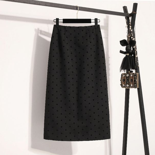 Gonna a tubino sottile in lana a vita alta da donna, per ragazze grasse, a mezza lunghezza, per la riduzione dell'età, autunno e inverno_voghion.com