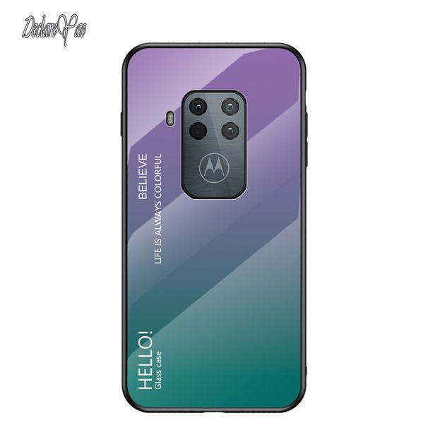 per Moto One Zoom Custodia in vetro DECLAREYAO Coque in vetro temperato a specchio rigido di lusso per Moto G7 Power G7Play G5S Puls G6 Plu_voghion.com