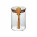 Premium Borosilicate Glass Round Seal Jar With Hanging Ears & Spoon - Airtight Spice Container For Kitchen, Pantry & Coffee Storage_voghion.com