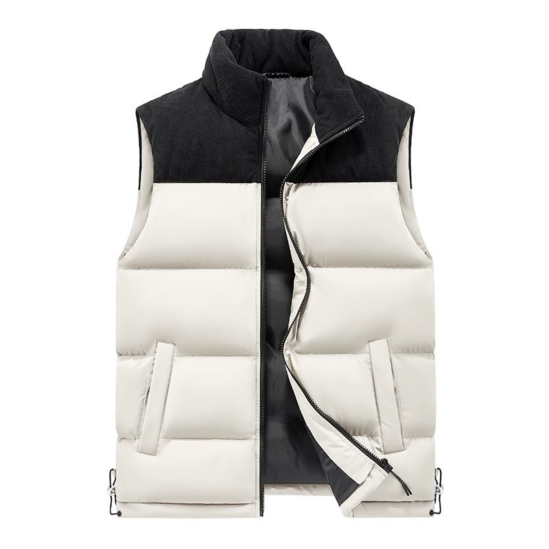 Giacca calda e spessa senza maniche con gilet color block da uomo, stile autunno e inverno_voghion.com
