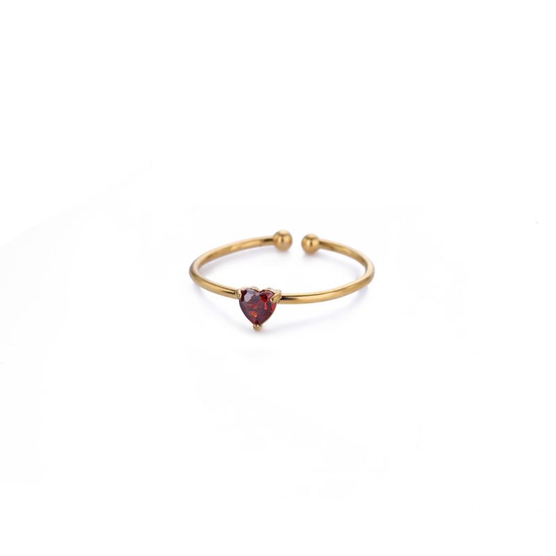 Lichte luxe 12 kleuren geboortesteen perzik hart zirkoon roestvrij staal vergulde ring voor vrouwen_voghion.com