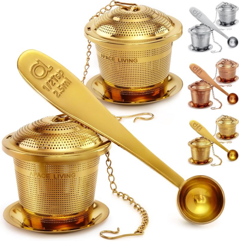 Large Tea Infuser With A Tea Spoon And Drip Tray (2-piece Set) – Multi-cup Size Stainless Steel Loose Leaf Tea Strainer And Steeper_voghion.com