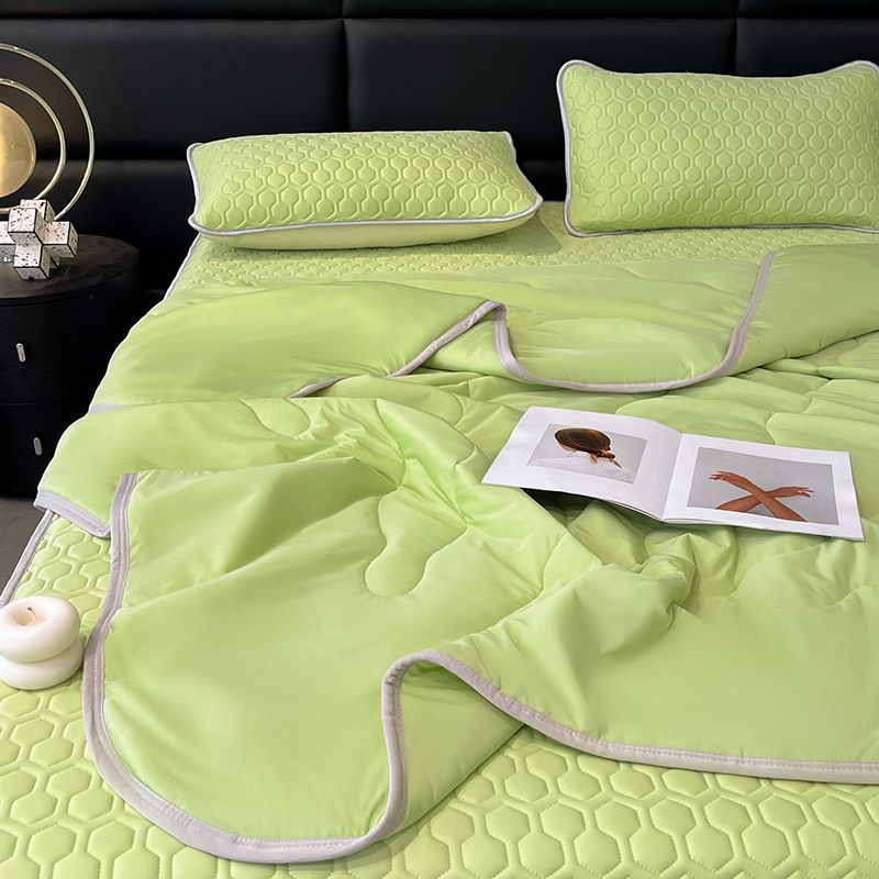 and Refreshing Latex Mat, Summer Set of Four Pieces, Ice Soft Solid Color Bed Sheet, Cool Feeling Silk Dormitory Air_voghion.com