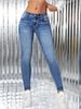 Jeans skinny elasticizzati da donna - Pantaloni in denim a vita alta con comoda elasticità, blu lavato alla moda, taglie dalla S alla XXL_voghion.com