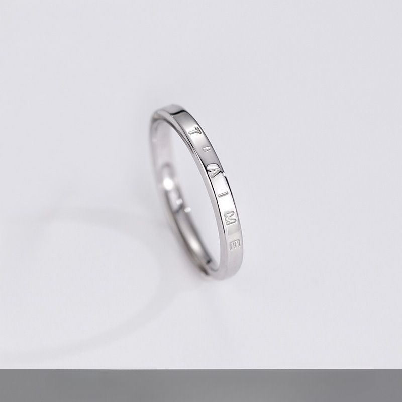 999 Pure Silver French I Love You Couple Niche Design Plain Band Fashion Personality Temperament High-end Index Fer_voghion.com