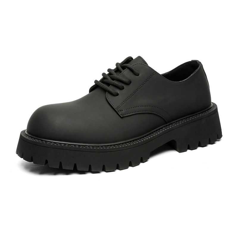 Scarpe Derby basse con suola spessa e punta arrotondata, stringate opache, coppia, piccole scarpe in pelle, scarpe in pelle di alta qualità_voghion.com