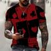 Unbeatable Quality Summer New 3D Digital Printed Poker Card Loose Casual Sports Men's Short Sleeved Round Neck T-shirt_voghion.com
