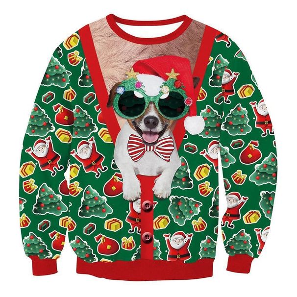 2024 Neues 3D-gedrucktes Tierkätzchenmuster Herren Rundhals-Kapuzenpullover Paar-Outfit_voghion.com