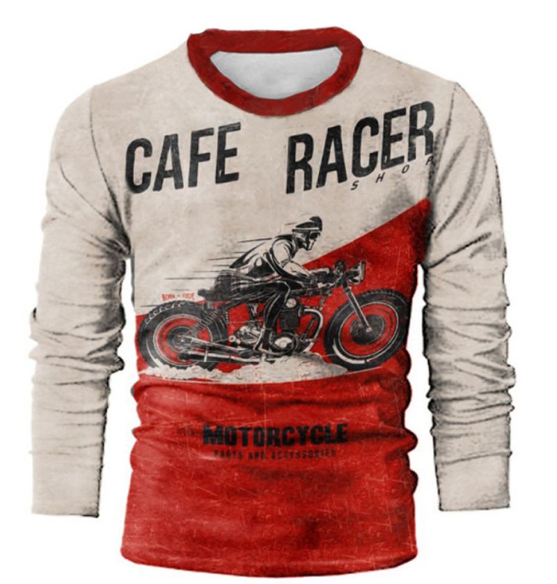 2021 Nova Casual Gola Redonda Manga Longa Impressão Digital Slim Fit Pullover Camiseta Masculina_voghion.com