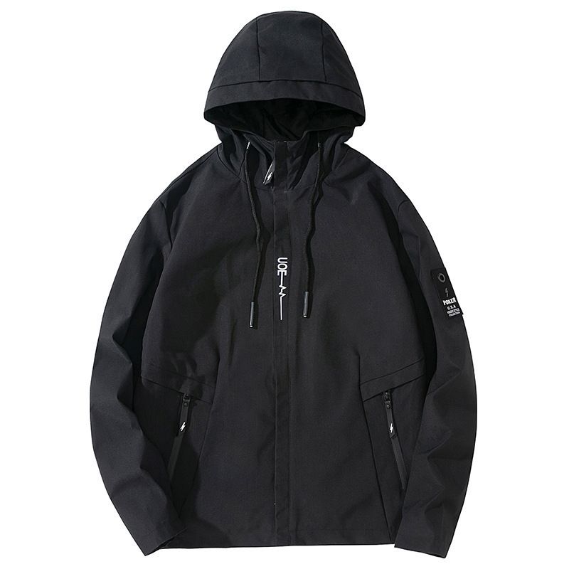 European Size Autumn Men's Simple Workwear Trendy Brand Hooded Outerwear Sports Casual Jacket_voghion.com